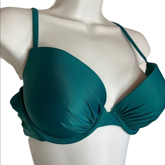 Aerie Perkier Pushup Green Criss Cross Straps Padded Bikini Top - Picture 2 of 9